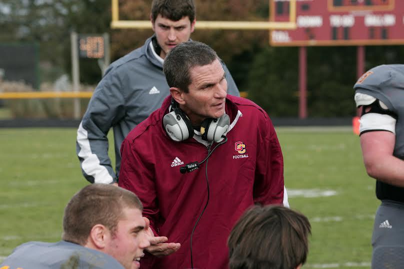 Recently dismissed Head Football Coach Jeff Ramsey coaches his team on the sideline. The administration’s decision to let Ramsey go was clouded in mystery and came as a surprise to all.  