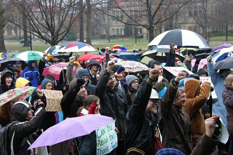 Last spring, Oberlin students and community members gathered in Tappan Square to protest SB-5, a bill that would limit the ability of unions to negotiate for pensions and health insurance and ban public employees from striking.