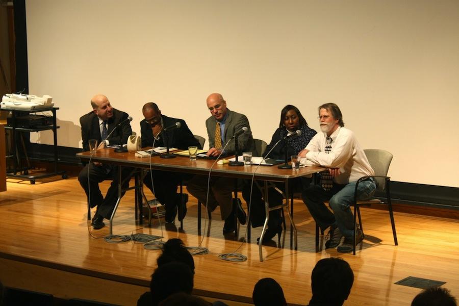 A group of Oberlin and Ohio educations and education experts discussed the film Waiting for Superman Wednesday night in West Lecture Hall. Panelists included College President Marvin Krislov, Malcolm Cash, OC ’90, senior lecturer of African and African American Studies at Ohio State University, Doug Sheldon, Oberlin Ohio Education Association president, Alexis Rainbow, OC ’82, headmaster of Lorain Arts Academy, and Geoff Andrews, superintendent of Oberlin City Schools.