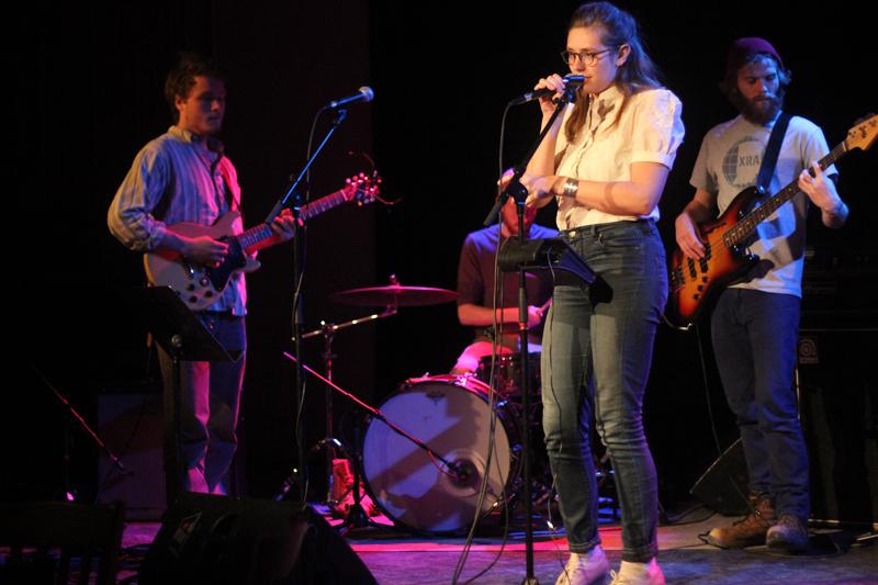 From left: Charles Lee Garden on guitar, Andy Beargie on drums, Abigail Miller and Glenn Myers on bass constitute the band Heather French Henry, who performed psychedelic rock to a disoriented audience at
￼the Cat and the Cream on March 31.