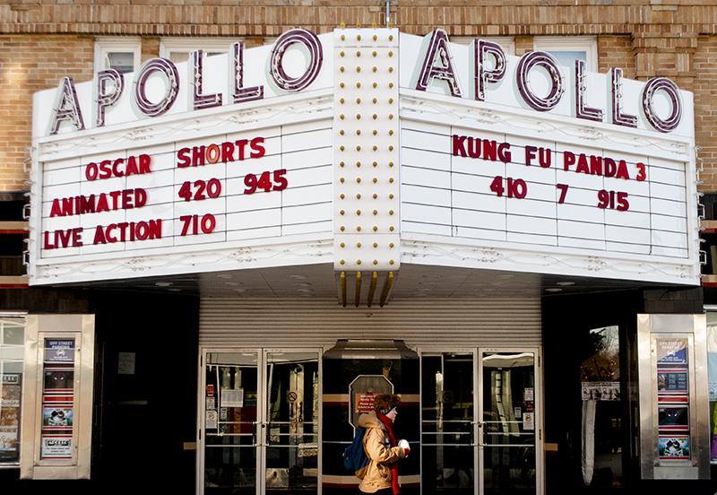 The Apollo Theatre marquee advertises several Oscar-nominated animated features, including Anomalisa. The film is a masterful piece of storytelling and design, writes Christian Bolles.