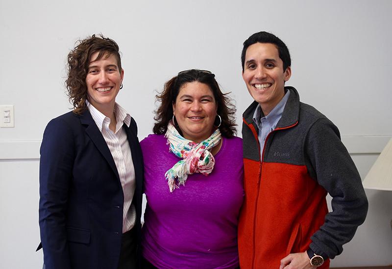 Board members of ¡Presente!: Naomi Campa, board social co- ordinator (left), Isabella Moreno, board president and Fabian Fuertes, board treasurer. The organization is the first Latinx faculty group on Oberlin’s campus.