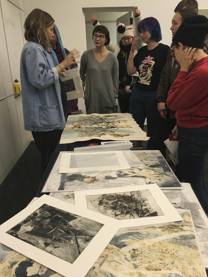 Cleveland-based studio artist Christi Birchfield visited Oberlin Wednesday
to discuss her role as production manager at Zygote Press.