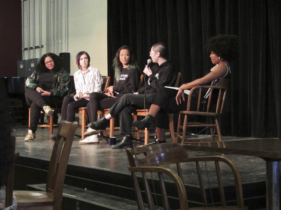 Panelists discuss diversity in predominantly white, male spaces in the music industry at an event hosted by campusbased
group Femme Artists Breaking Boundaries Thursday afternoon.
