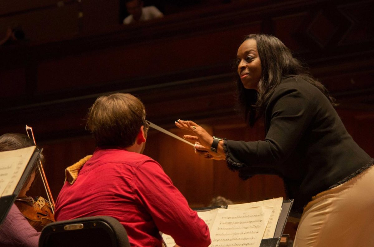 President Carmen Twillie Ambar made her conducting debut last Friday night, leading the Oberlin Orchestra in Johann Strauss’ Radetzky March.