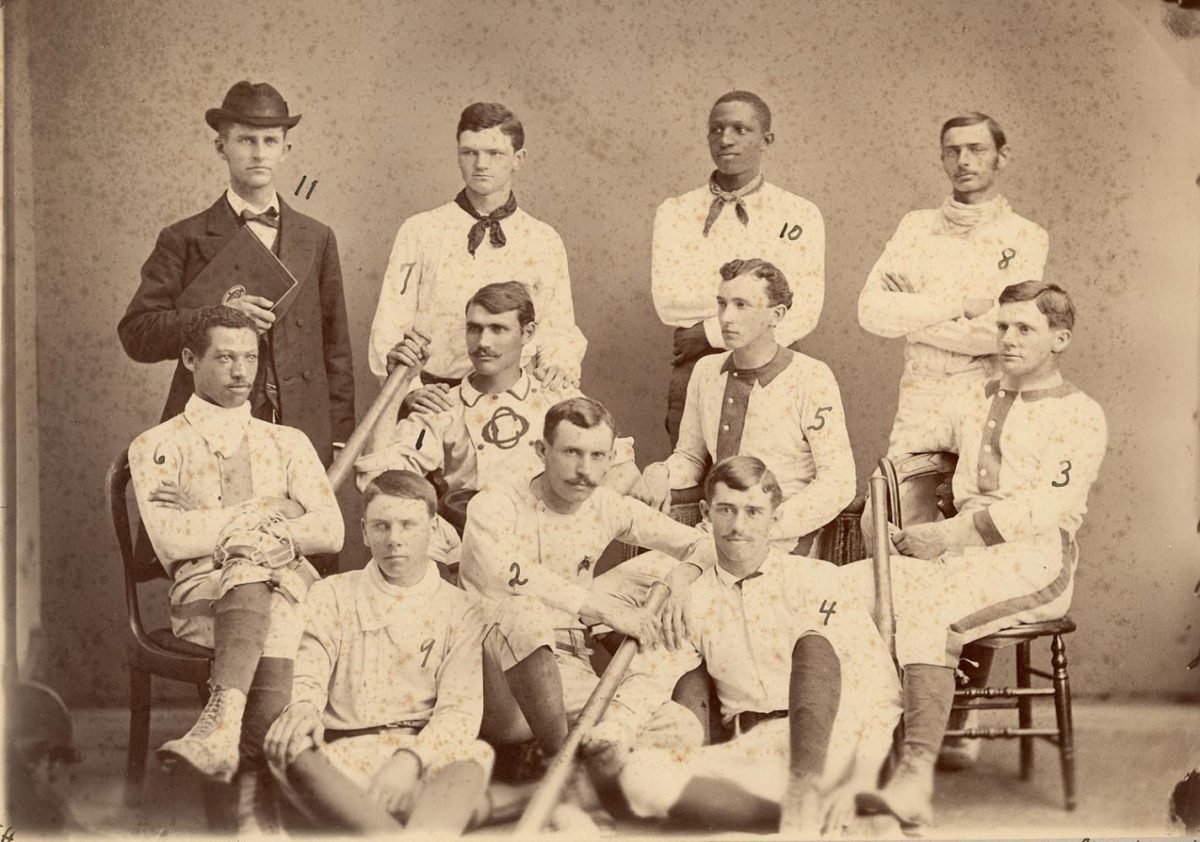 Moses Fleetwood Walker, 6, was a member of Oberlin’s first varsity baseball team in 1881. His brother Weldy, 10, was also on the team. They went on to become the first and second African Americans to play in the major leagues, respectively.