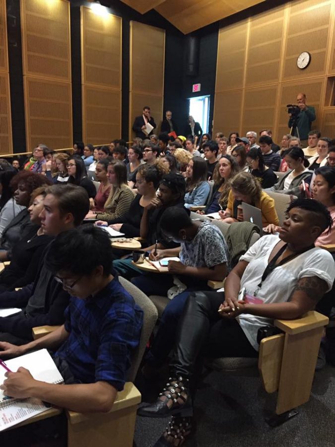 Conferencegoers attend the second day of panel presentations on race, art, and aesthetics last Saturday.