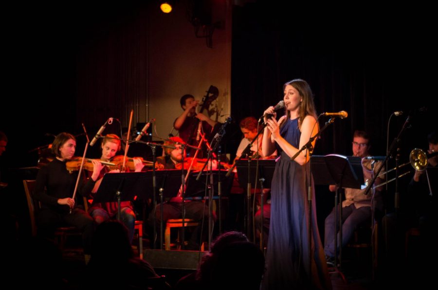 Double-degree junior Marina Wright performs in the “Britney Showcase,” which featured Britney Spears songs with innovative arrangements and orchestration.