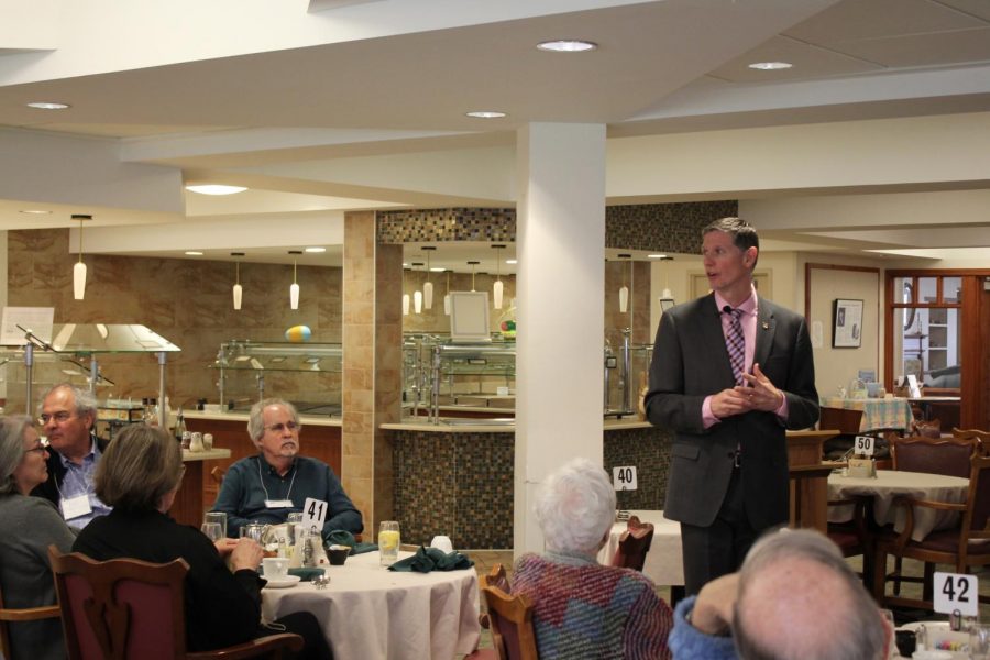 Kendal at Oberlin hosts the Oberlin Chapter of the League of Women Voters’ monthly Legislative Luncheon, where Ohio State Representative Joe Miller discussed issues he dealt with in the opening months of his first term.