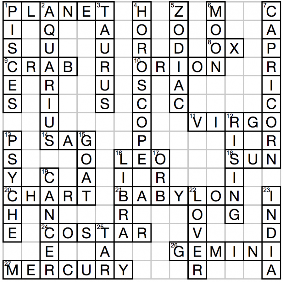 An Astrological Crossword: Answers