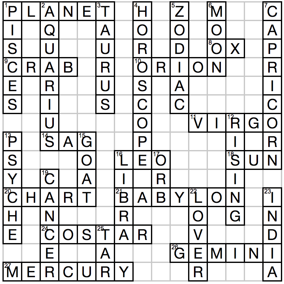 An Astrological Crossword: Answers The Oberlin Review
