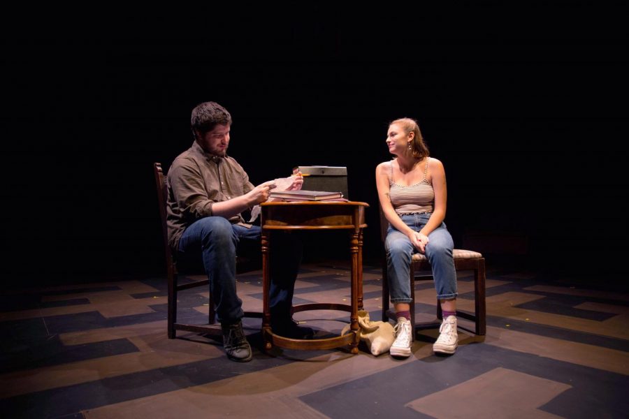 College fourth-year Lily Battino and College third-year James Dryden perform in All This Intimacy.