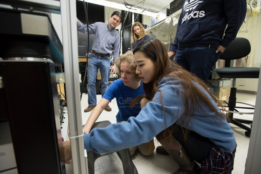 Students conduct research on-campus during a recent Winter Term.