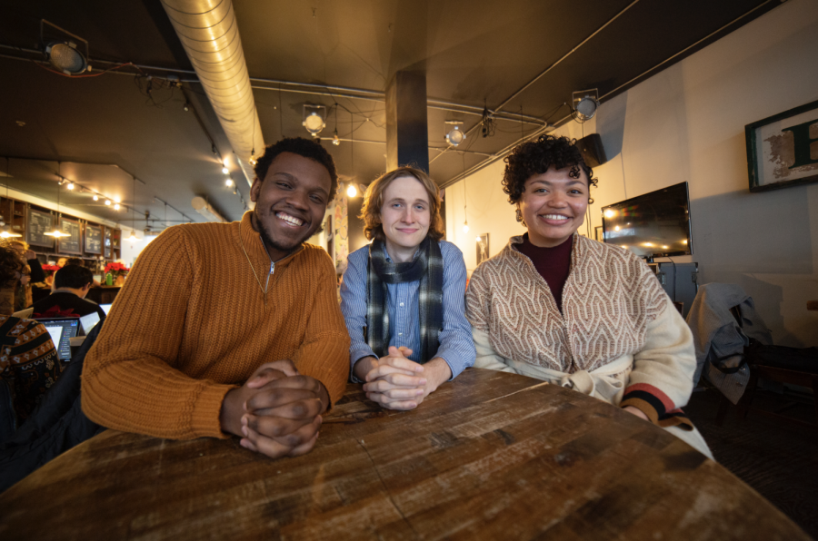 From left to right, College fourth-years Jaris Owens, Griffin Woodard, and Miyah Byers. All three students are congregants of the House of Lord Fellowship.