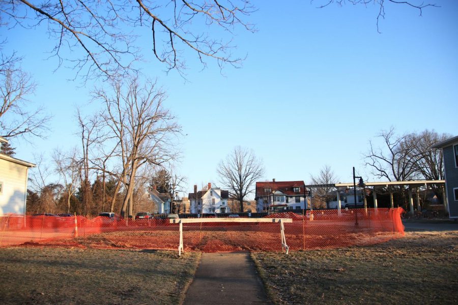 A vacant lot on Elm Street. The College has completed demolitions of seven Village Housing Units since January after filing to do so in November.