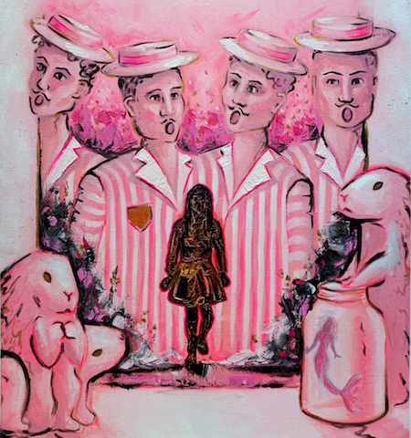 College fourth-year Steven Mentzer’s artwork for The Wild Beast of the Bungalow features the main character, Girl, amongst a pink barbershop quartet.