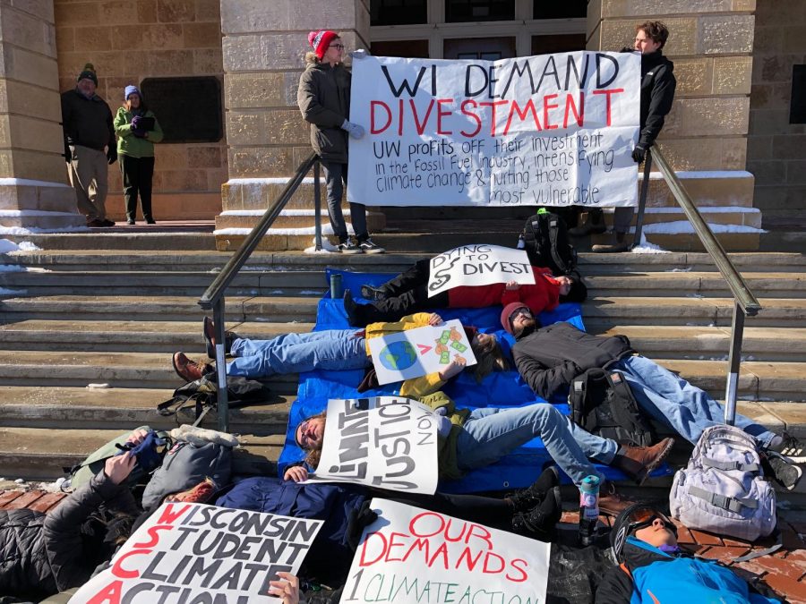 University of Wisconsin students protest the institution’s fossil fuel investments.