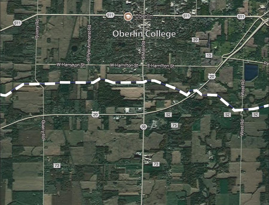 The NEXUS pipeline’s route through Oberlin.