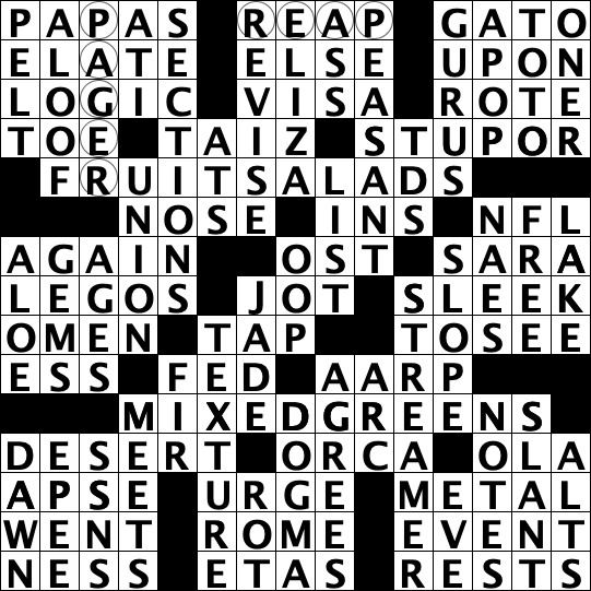 Crossword Answers: Eat Your Vegetables