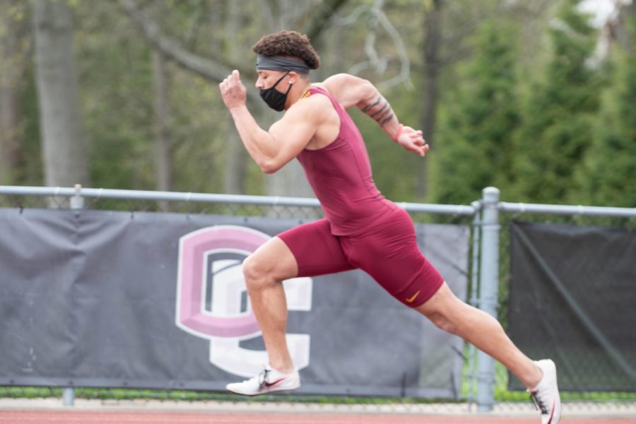 College fourth-year men’s track and field sprinter Malachi Clemons.