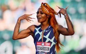 Sha’Carri Richardson winning the 100m at the US Olympic trials.
