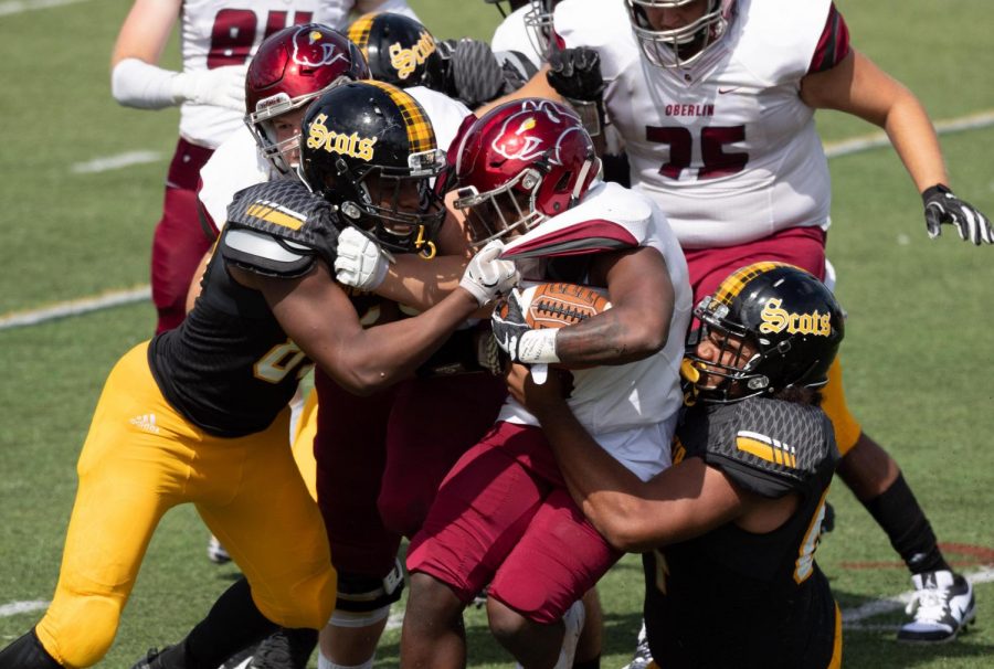 Homecoming: Oberlin football competing against The College of Wooster in 2019.