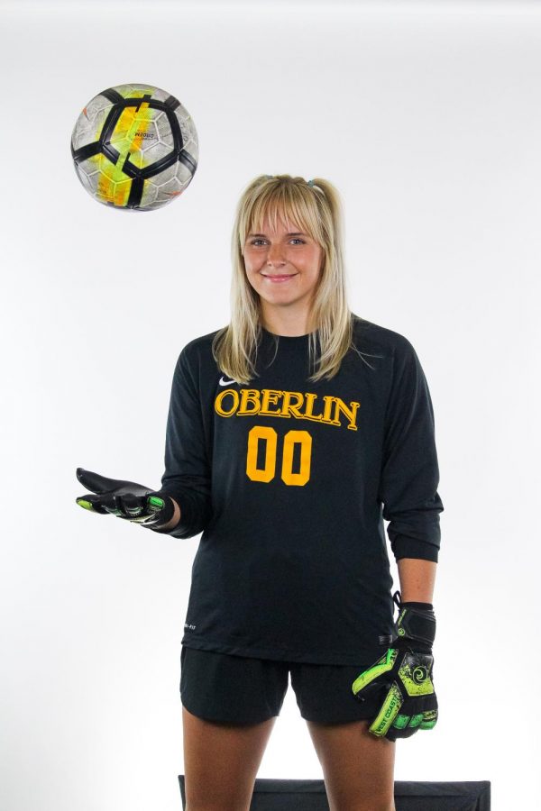 Belle Smith, fourth-year on the women’s soccer team, poses for team media day.