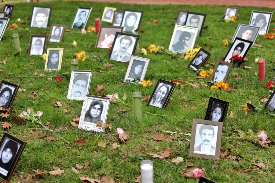 On Nov. 2, protesters set out portraits of their family and friends who were persecuted in the ongoing political killings in the Islamic Republic of Iran.