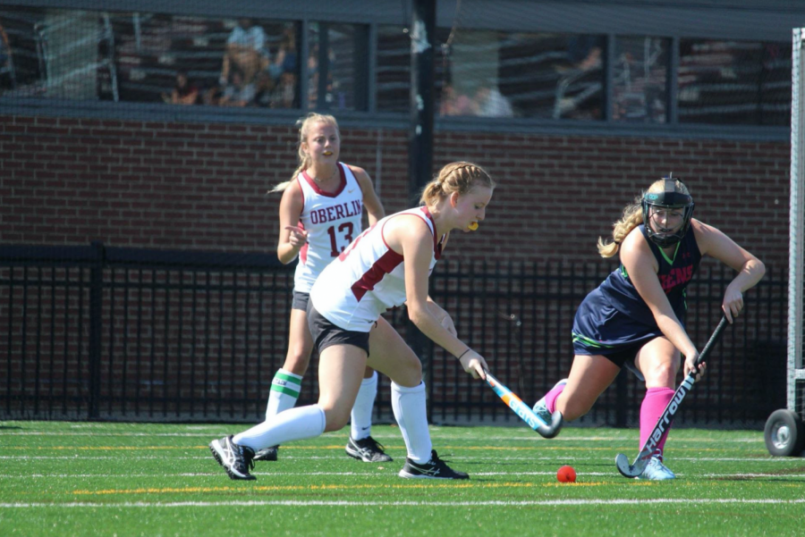 Second-year field hockey player Susan Robinson-Cloete competes on Oberlin’s home turf.