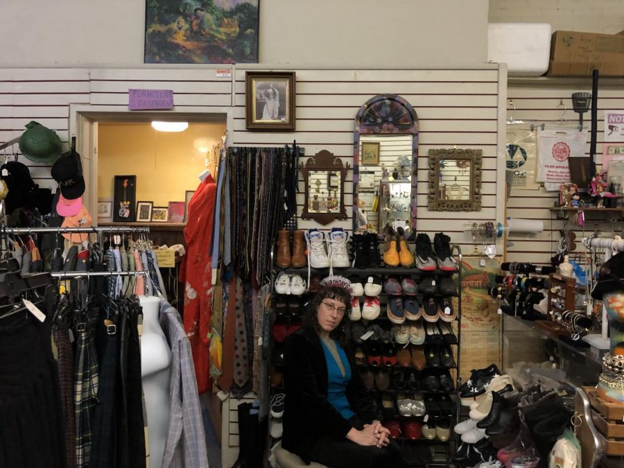 Laurel+Kirtz%2C+owner+of+local+consignment+shop+All+Things+Great%2C+sits+in+front+of+her+carefully+curated+shoe+collection.