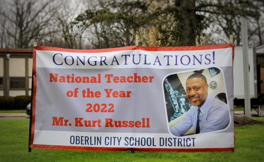 Oberlin community members celebrated Kurt Russell’s appointment as National Teacher of the Year 2022 at an event held at Oberlin High School.