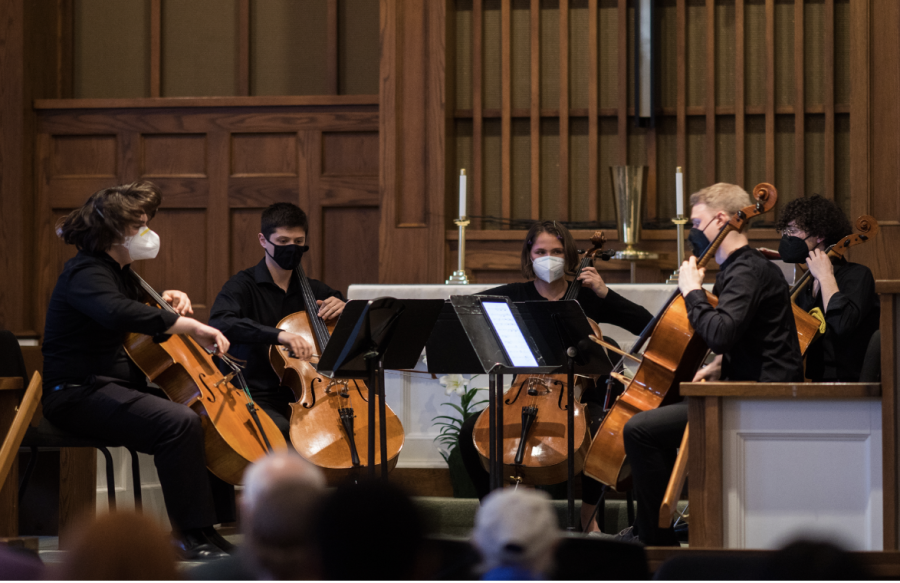 Cellists+Perform+in+an+Ensemble+at+First+United+Methodist+Church+as+part+of+the+Collectives+First+Concert.