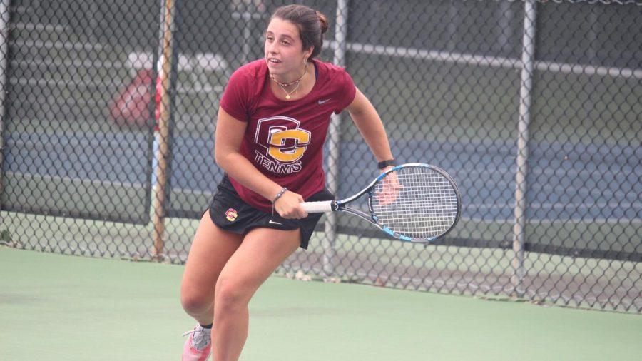 Francesca Kern competing during a recent singles tennis match