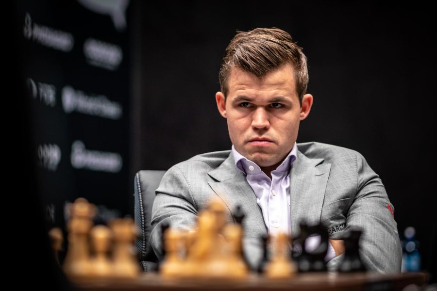 Magnus Carlsen competes in a chess tournament.