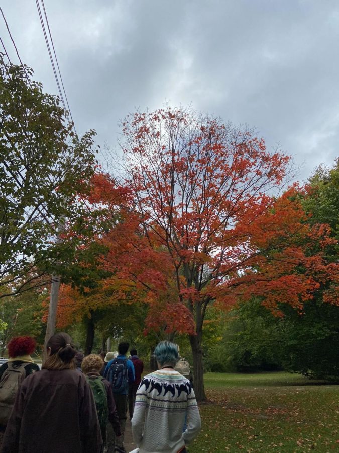 Students walked to the NEXUS pipeline, to protest its location in Oberlin.