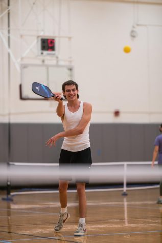 First-year Kai Kashey competed in the Intramural Doubles Pickleball League Monday night.