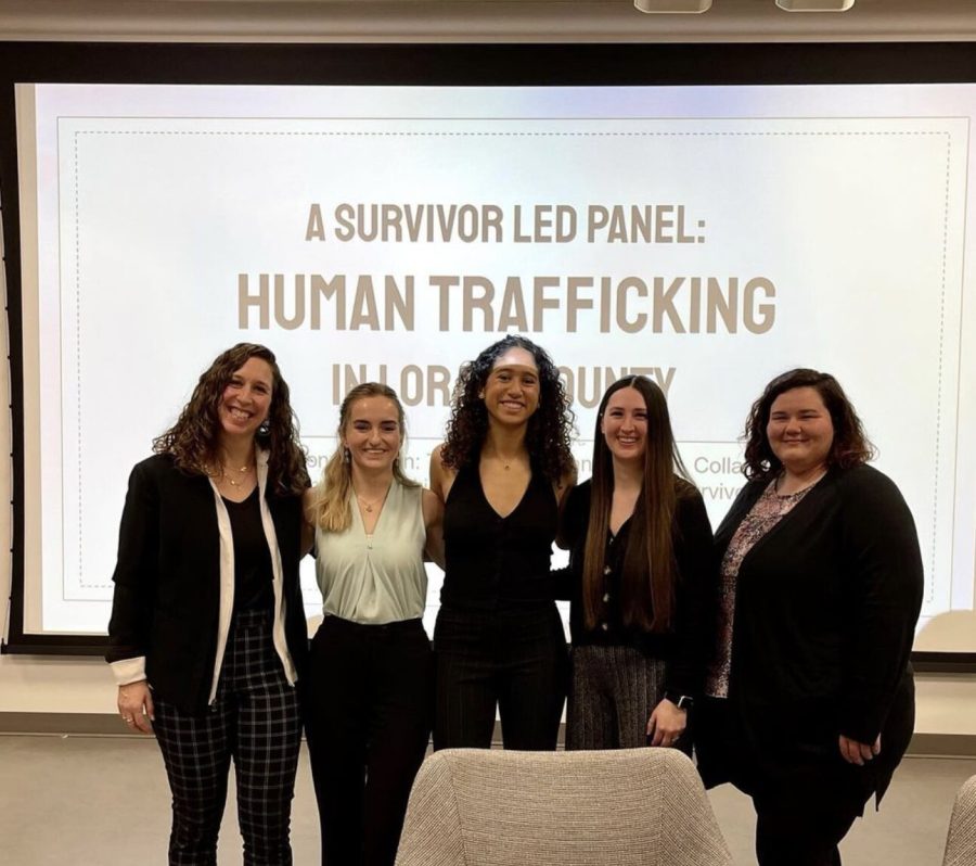 Emma Hart (second to left) co-facilitated a panel on human trafficking.