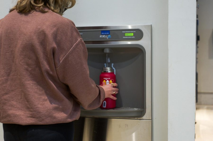 Oberlin College banned bottled water on campus in 1999, but has since overturned its decision. Now, bottled water can be purchased at several dining locations across campus for Flex Dollars or meal swipes. 