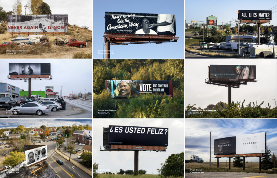 For Freedoms installed art on billboards for their project, The 50 State Initiative.