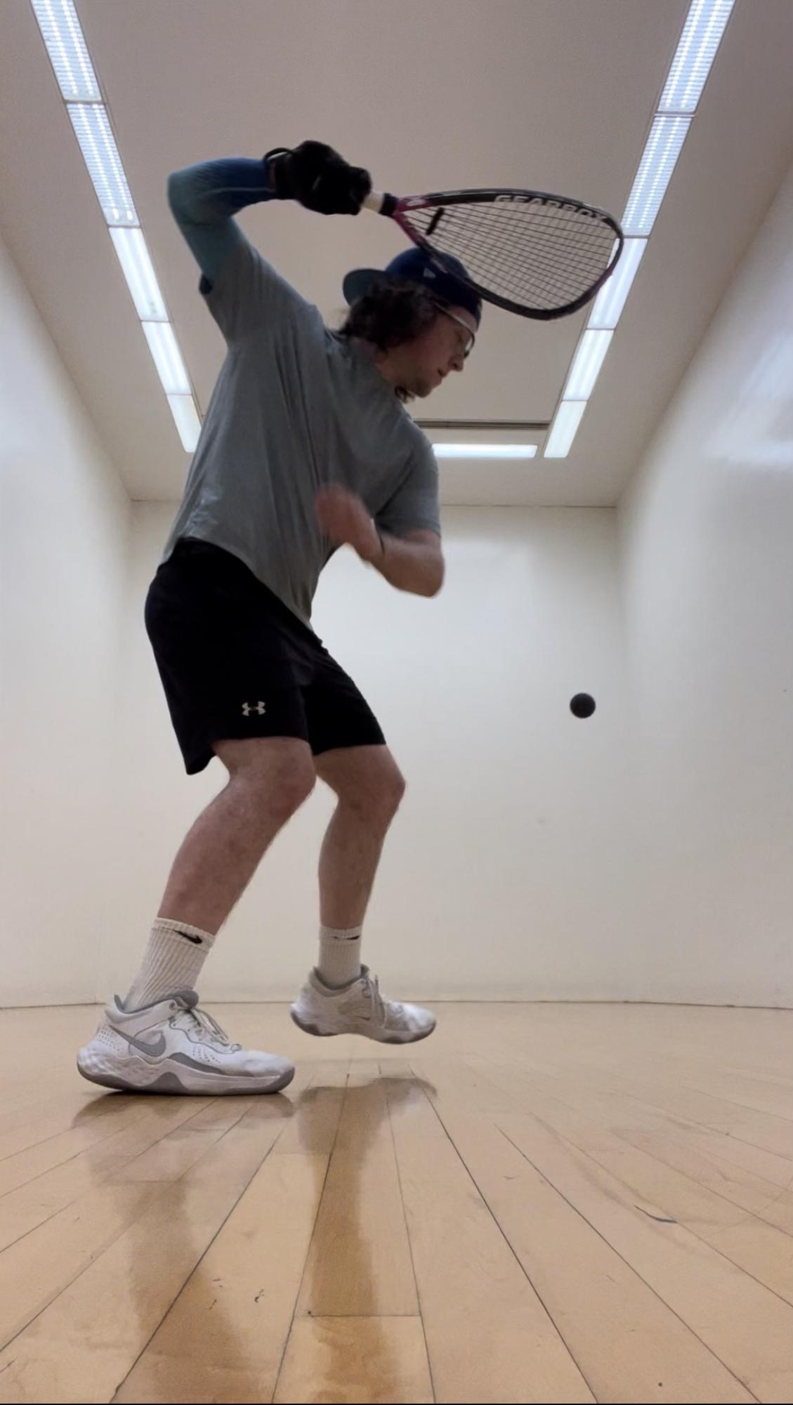 Steadman-Shockley practices racquetball.