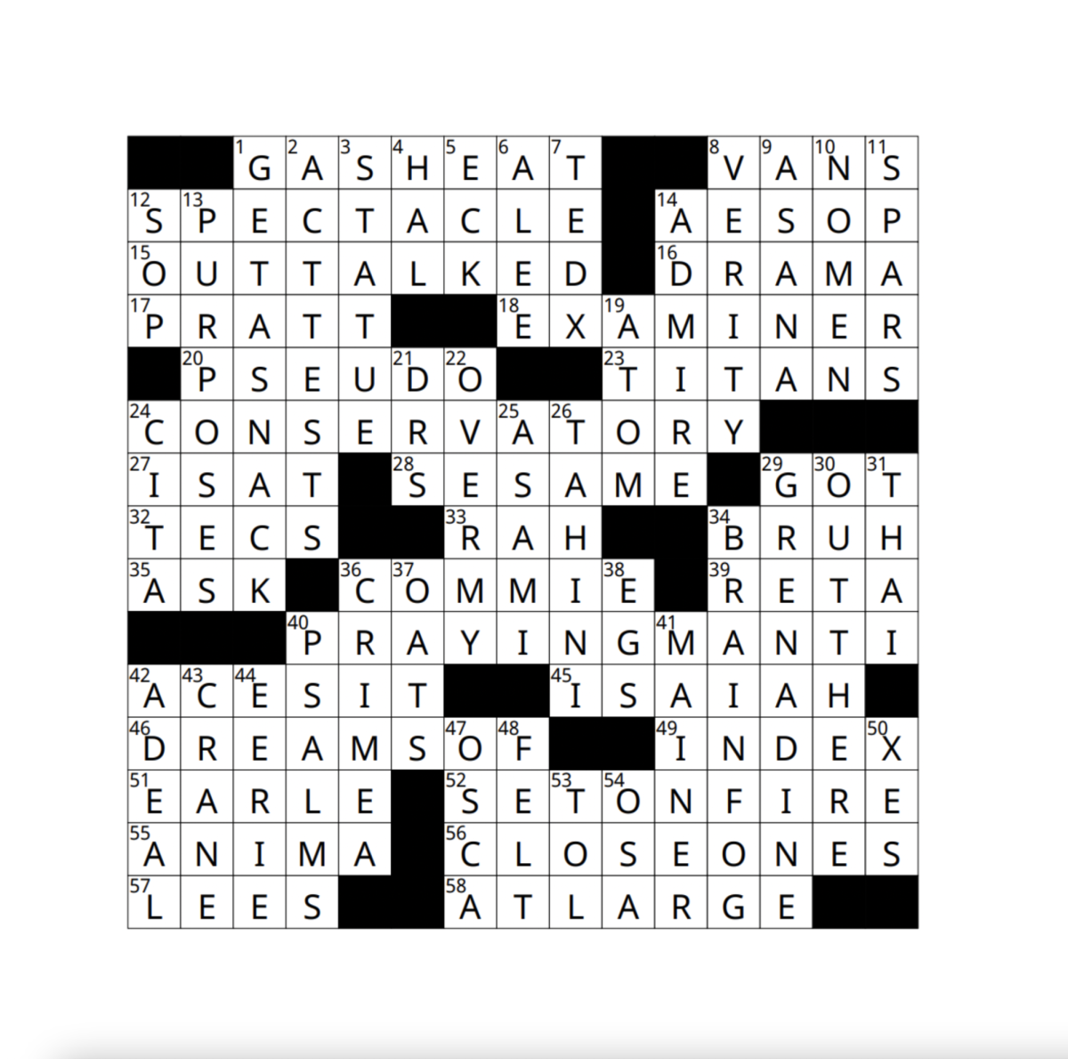 Crossword Answers 12/1