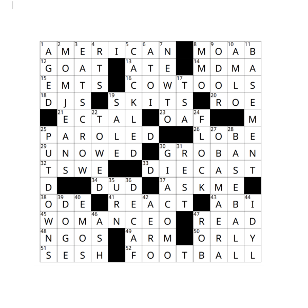 Crossword Answers 12/8