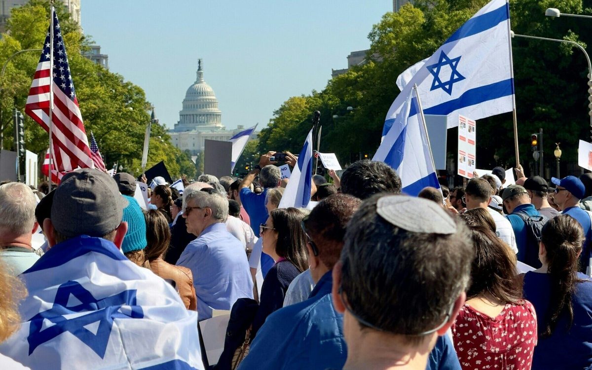 Pro-Israel protesters meet near the U.S. Capitol.