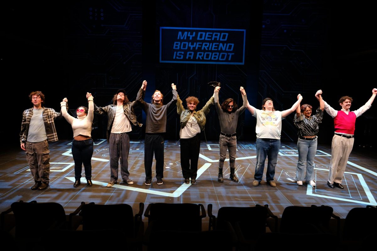 The cast of My Dead Boyfriend is a Robot performs in the Irene and Alan Wurtzel Theater. 