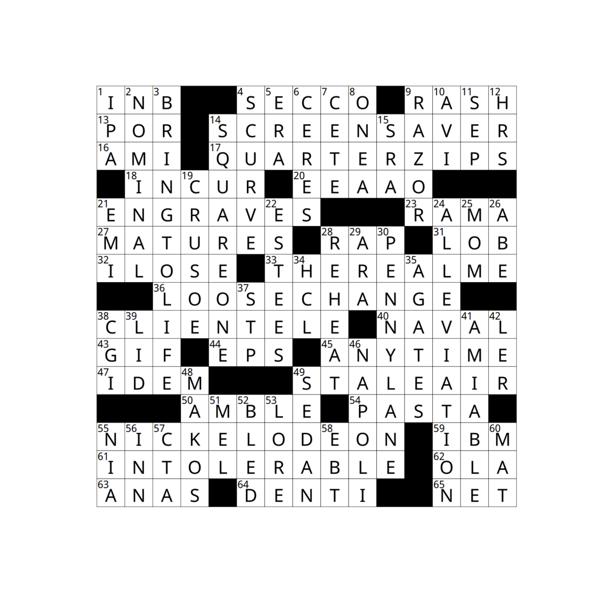 Crossword Answers 3/15
