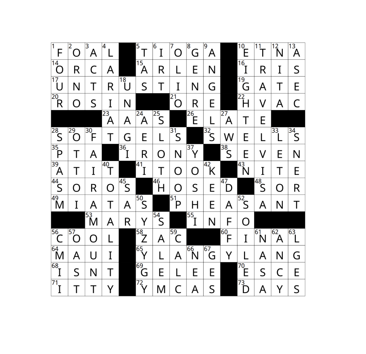 Crossword Answers 4/5