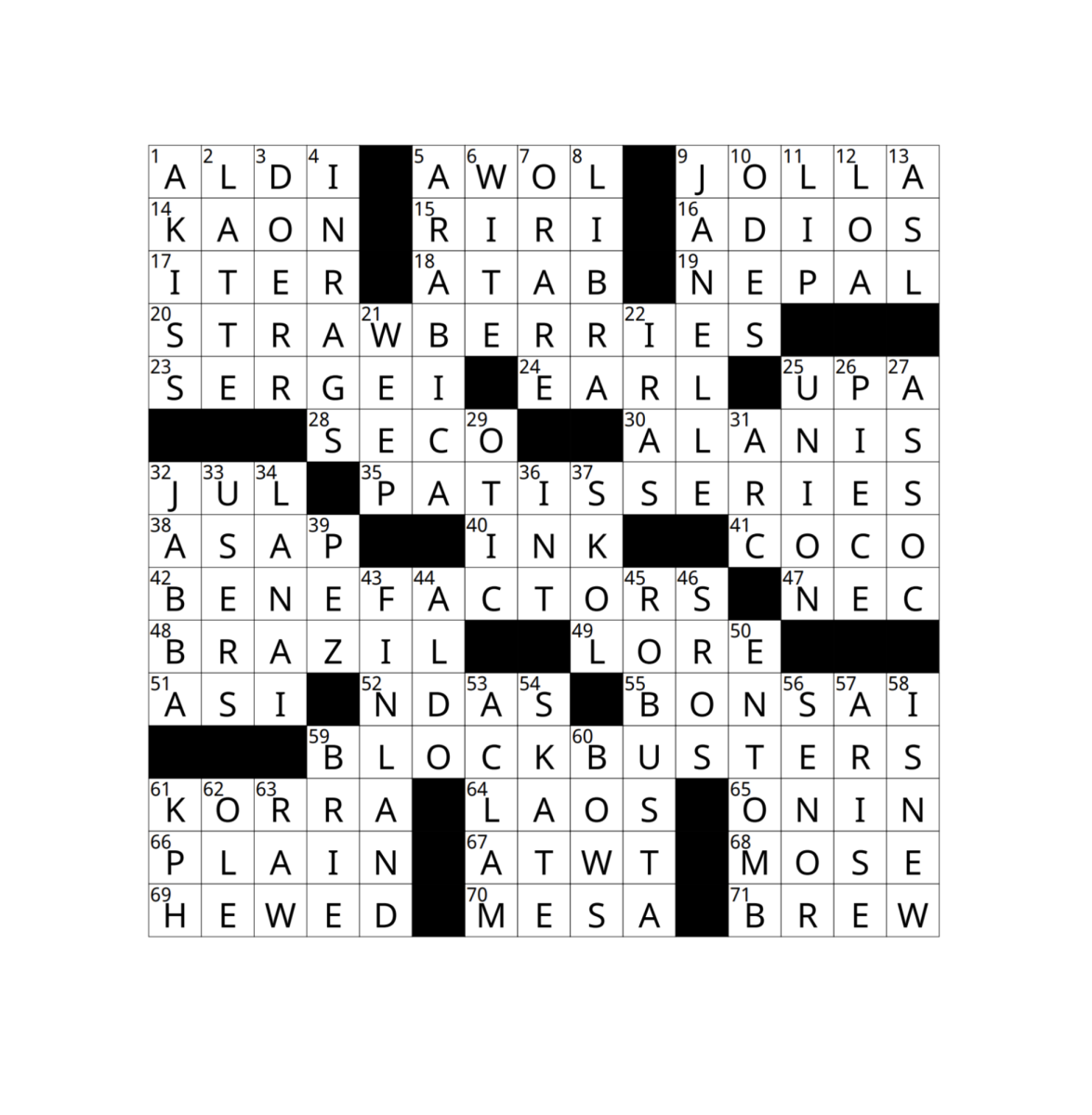 Crossword Answers 4/26
