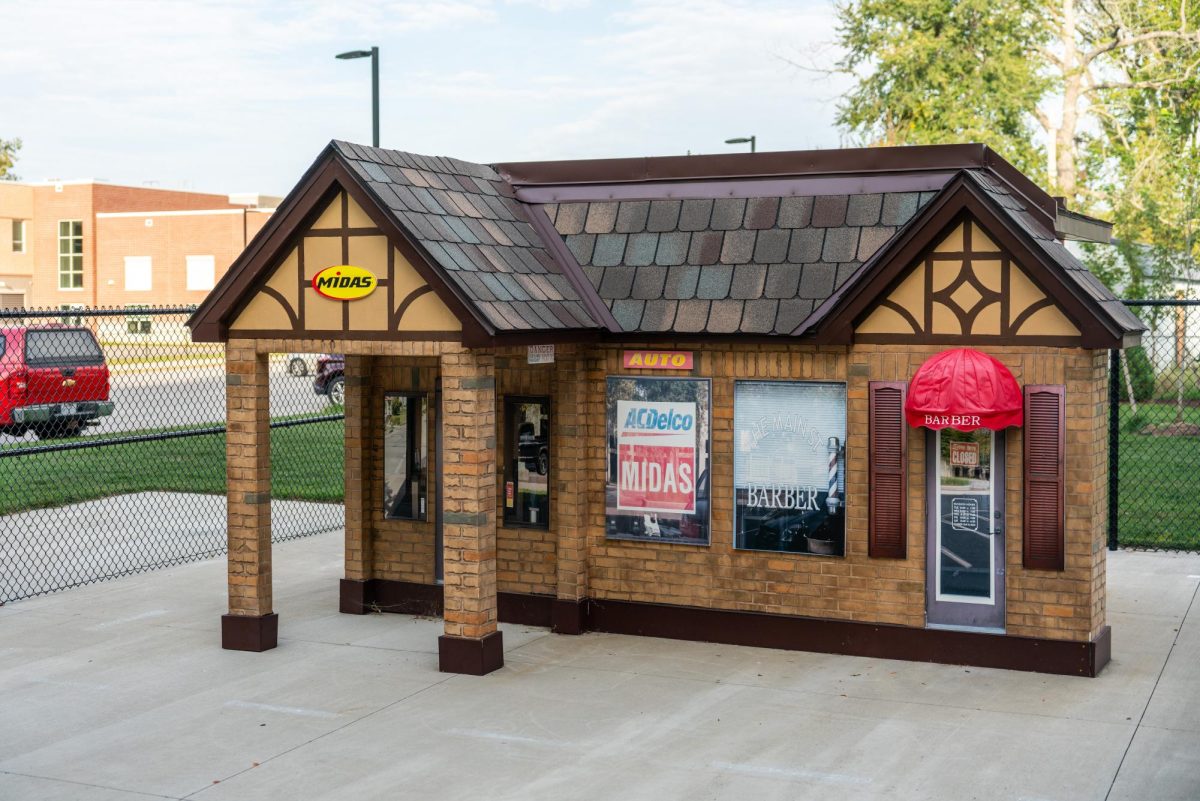 Lorain County Joint Vocational School has built two structures for Safety Town, which are made to look like scaled-down versions of familiar buildings in Downtown Oberlin.