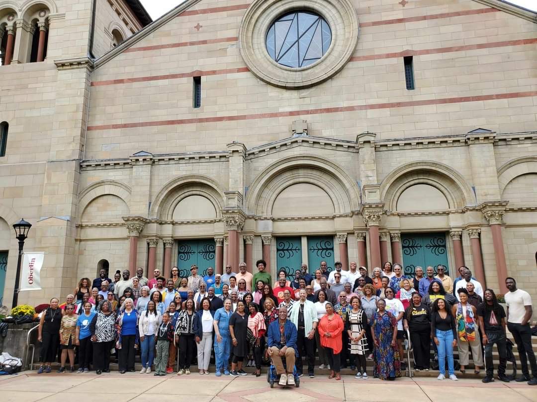 Attendees of this year’s OA4 Reunion stand in front of Finney Chapel.