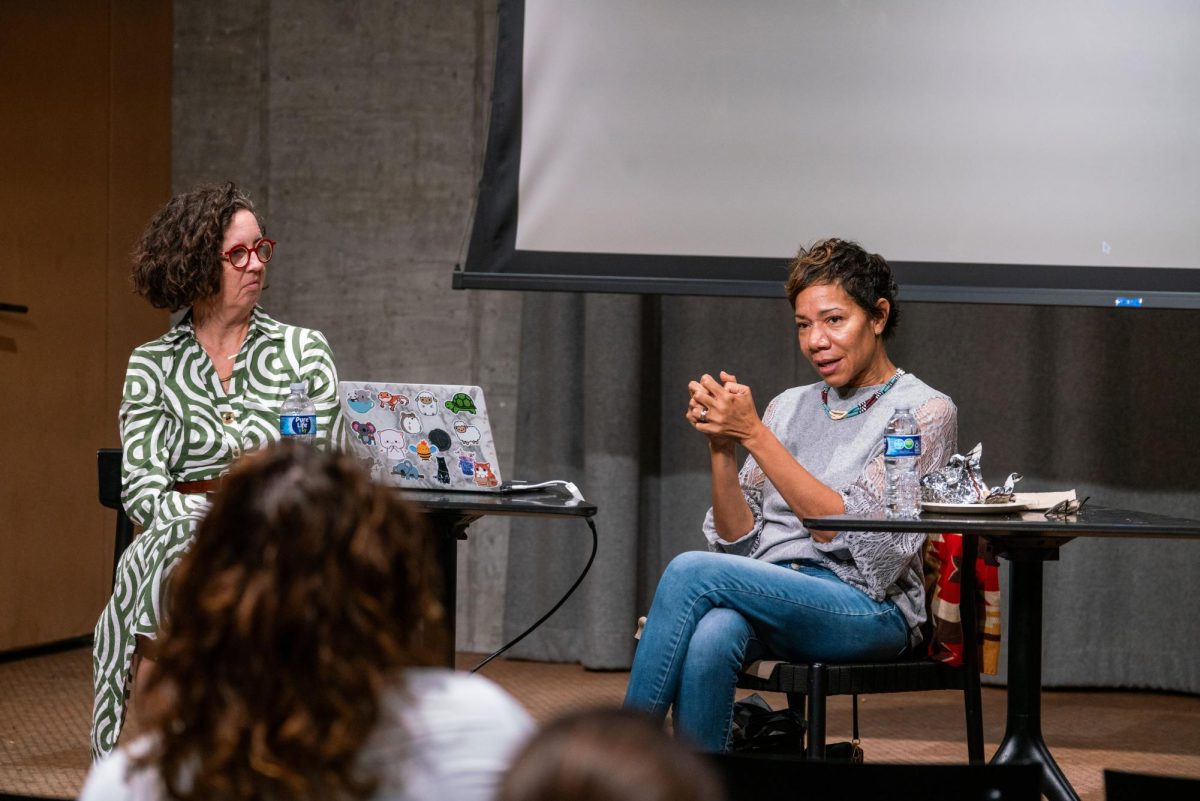 Martha Redbone gives a career talk in the Birenbaum Innovation and Performance Space.
